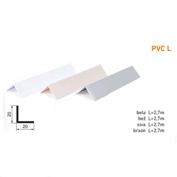 Slika PVC zastitna lajsna L -profil SIVA 20x20 -  2.7 m